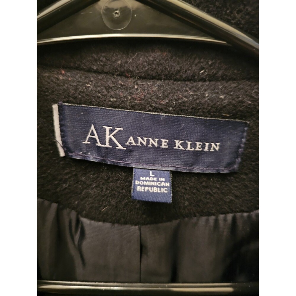 AK Anne Klein Coat Womens L Black Peacoat Wool Blend Double Breasted Lined - Picture 5 of 10